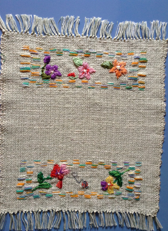 手織り　テーブルセンター　『花』 2枚目の画像
