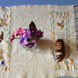 手織り　テーブルセンター　『動物』 5枚目の画像