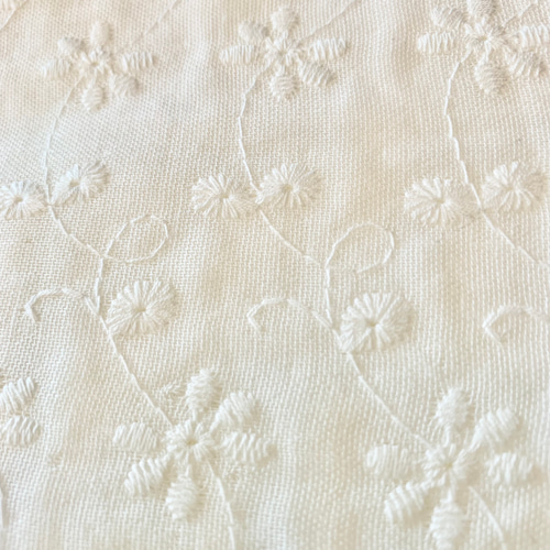 オフホワイト ダブルガーゼ 刺繍 レース 生地 布 布地 コットン