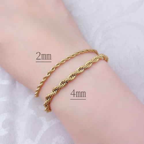 natural*】フレンチロープチェーン ブレスレット 2㎜ 4㎜ 夏アクセ
