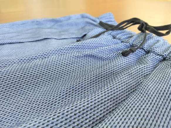 &lt;OSOCU&gt; Sashiko 圖案面料海軍藍赤塔棉褲 第3張的照片