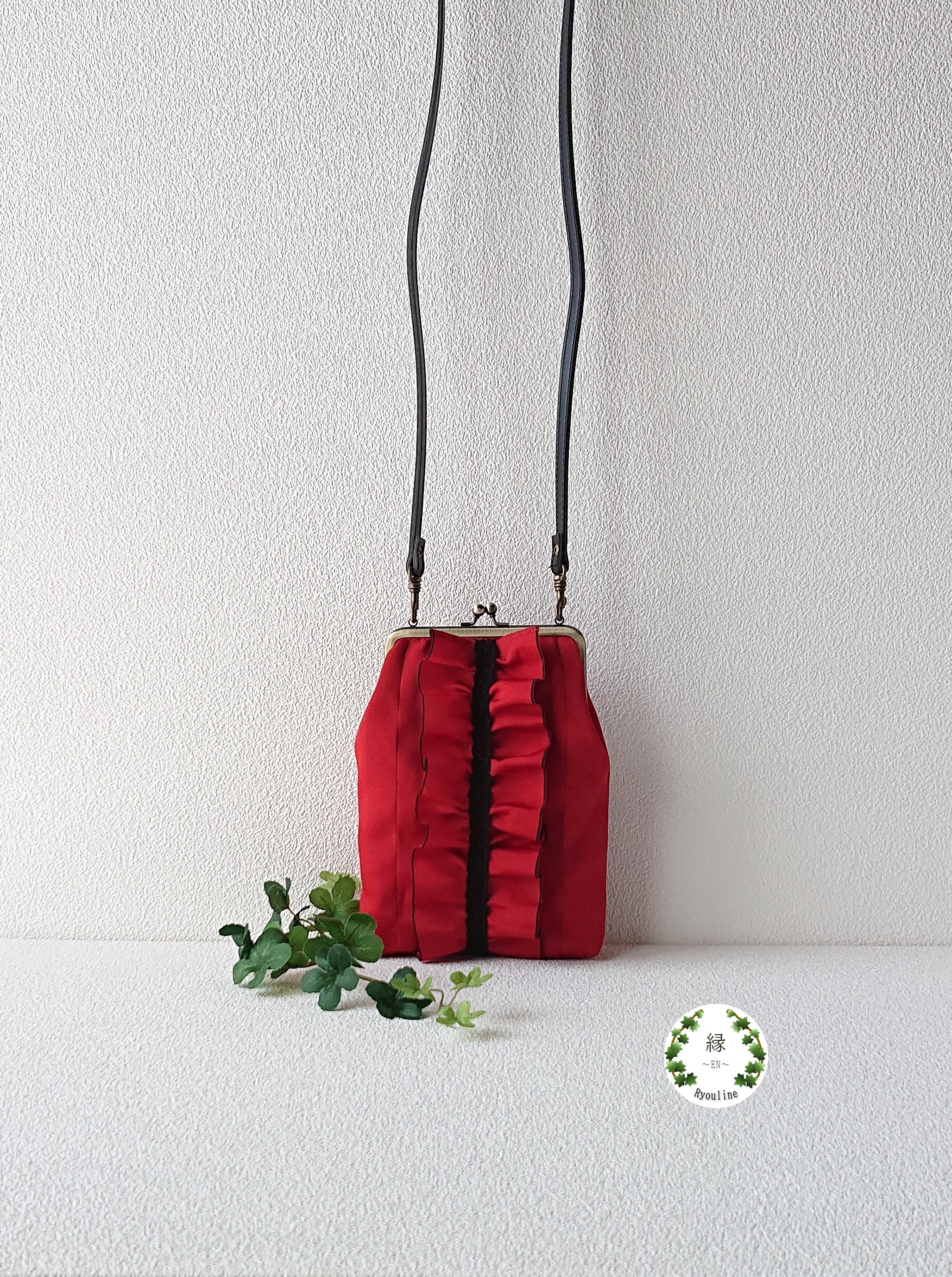 畳縁・がま口スマホショルダーバッグ