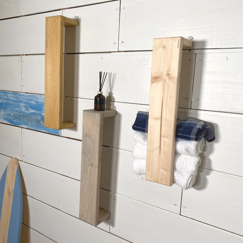 タオルストッカー 壁掛け フェイスタオル バスタオル 収納 ラック 木製