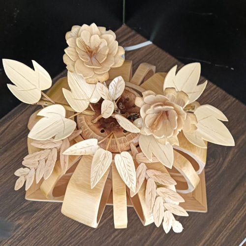 【美品】ライト　木製　竹細工　和紙　置物　インテリア　工芸品　美術品　A1525 美品】ライト 木製 竹細工 和紙 置物 インテリア 工芸品 美術品