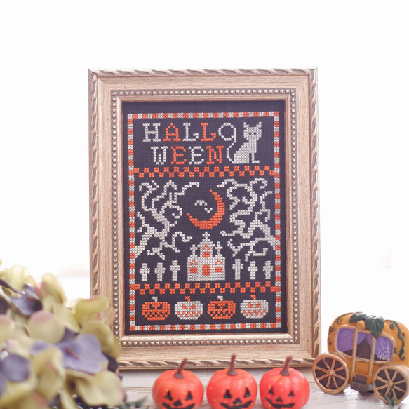 クロスステッチ刺繍キット【大人ハロウィーン】Halloween　刺繍キット　ハロウィンインテリア　クロスステッチ 8枚目の画像