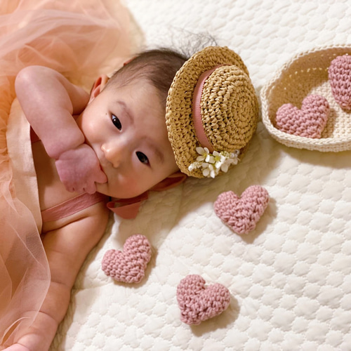 ハートのあみぐるみ5個セット(ピンク) 雑貨・その他 Crochet for kids