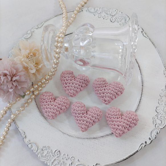 ハートのあみぐるみ5個セット(ピンク) 雑貨・その他 Crochet for kids