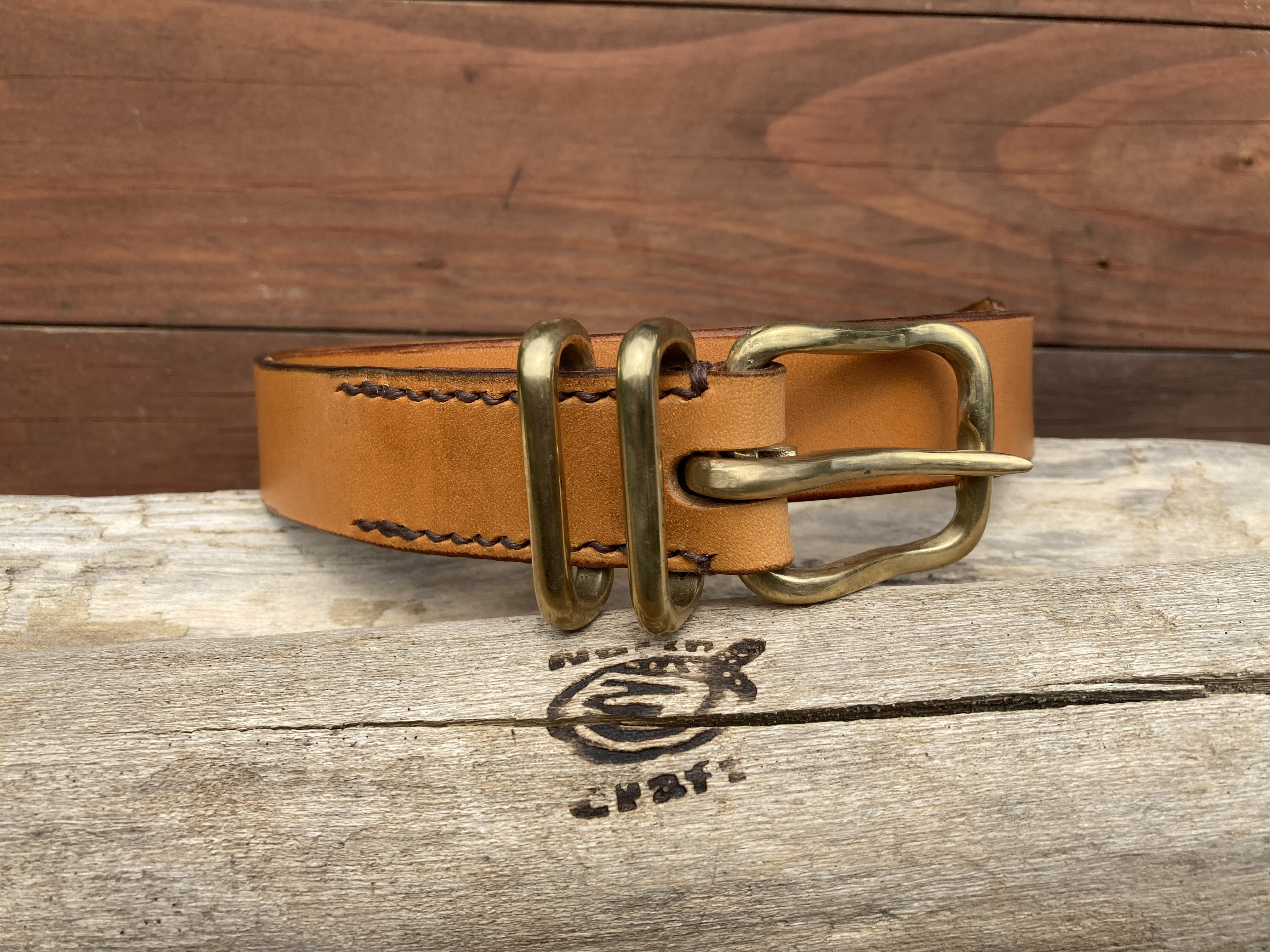 真鍮バックルアメリカンオイルレザーベルトブラウン86cm