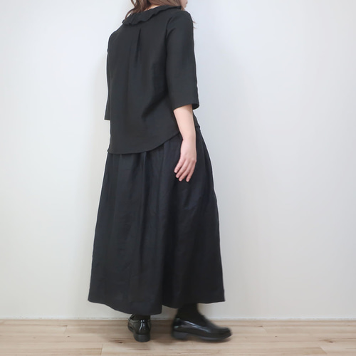 ドレスアップにも❣️ふんわりシルエット ギャザースカート（リネン