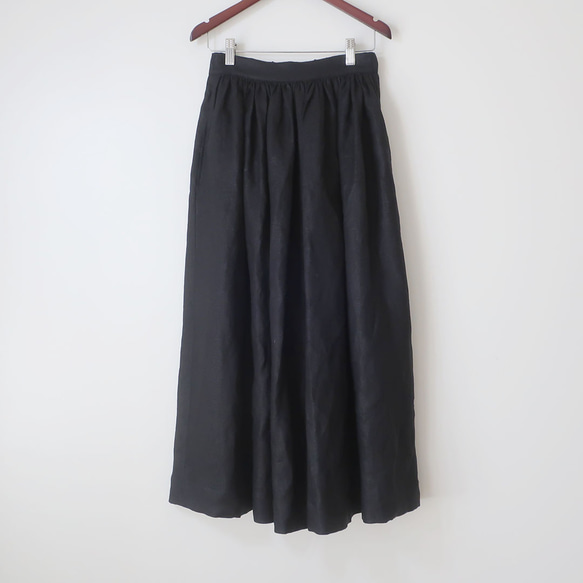 ドレスアップにも❣️ふんわりシルエット ギャザースカート（リネン／黒色 or アッシュグレイ） 9枚目の画像