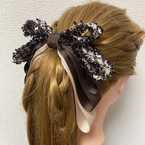 ポニーフック シャネル ツイード リントン チュール ヘアアクセサリー