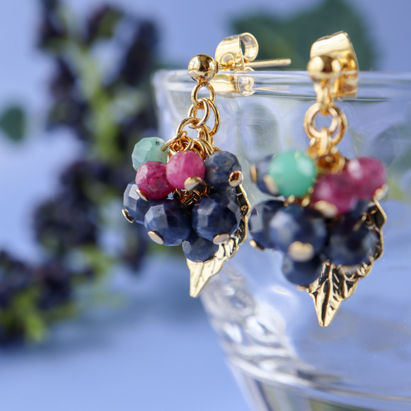 サファイア 》ブルーベリー ピアス イヤリング 秋色 ルビー エメラルド