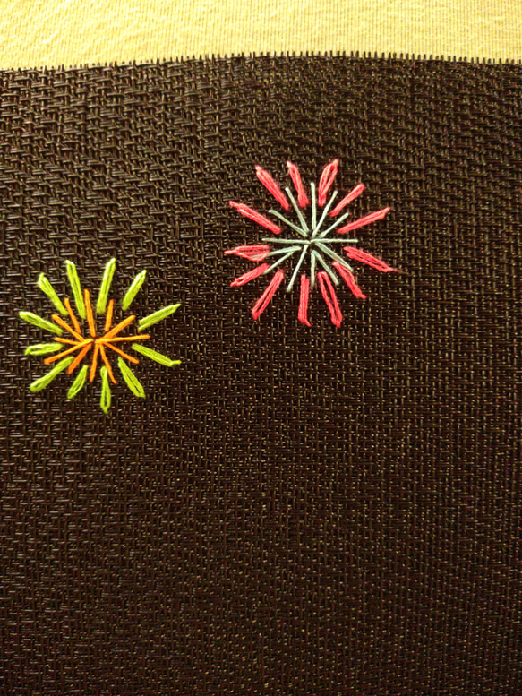打ち上げ花火の手刺繍ランチョンマット 8枚目の画像