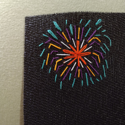 打ち上げ花火の手刺繍ランチョンマット 5枚目の画像