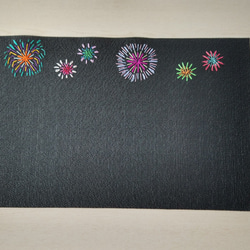 打ち上げ花火の手刺繍ランチョンマット 2枚目の画像