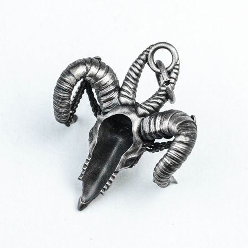 925 スターリングシルバー シープ スカル ペンダント ネックレス