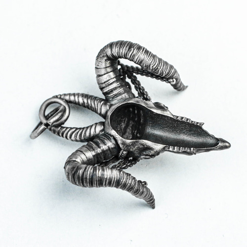 925 スターリングシルバー シープ スカル ペンダント ネックレス