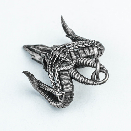 925 スターリングシルバー シープ スカル ペンダント ネックレス