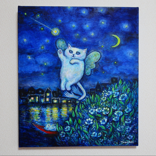 原画 「天使猫をつかまえて」 F10号 ＃絵画 ＃ねこ ＃猫 ＃猫の