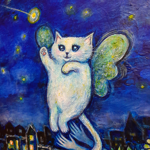 原画 「天使猫をつかまえて」 F10号 ＃絵画 ＃ねこ ＃猫 ＃猫の