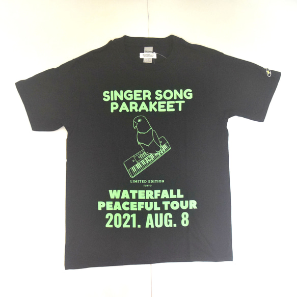 インコツアーTシャツ「インコピアノ/シンセサイザー」 ブラック Mサイズ WATERFALLオリジナル商品 1枚目の画像