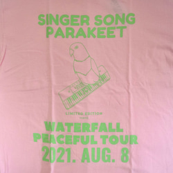 インコツアーTシャツ「インコピアノ/シンセサイザー」 ピンク Sサイズ WATERFALLオリジナル商品 2枚目の画像