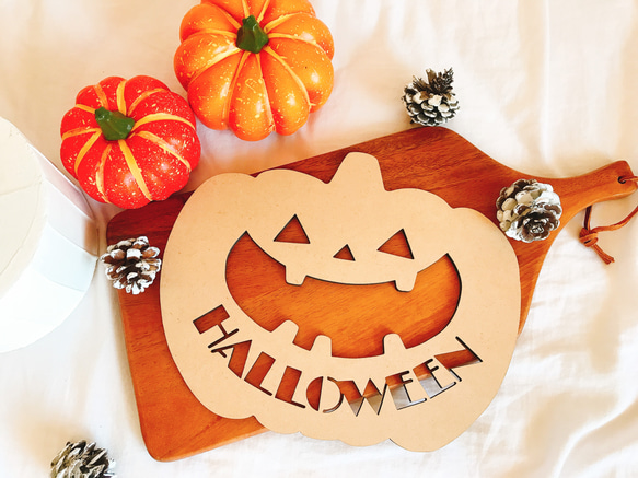 【木製 ハロウィンプレート　パンプキン】 ハロウィン 飾り付け　ガーランド　レターバナー　Halloween 1枚目の画像