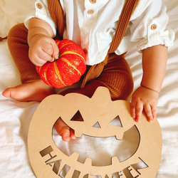 【木製 ハロウィンプレート　パンプキン】 ハロウィン 飾り付け　ガーランド　レターバナー　Halloween 4枚目の画像
