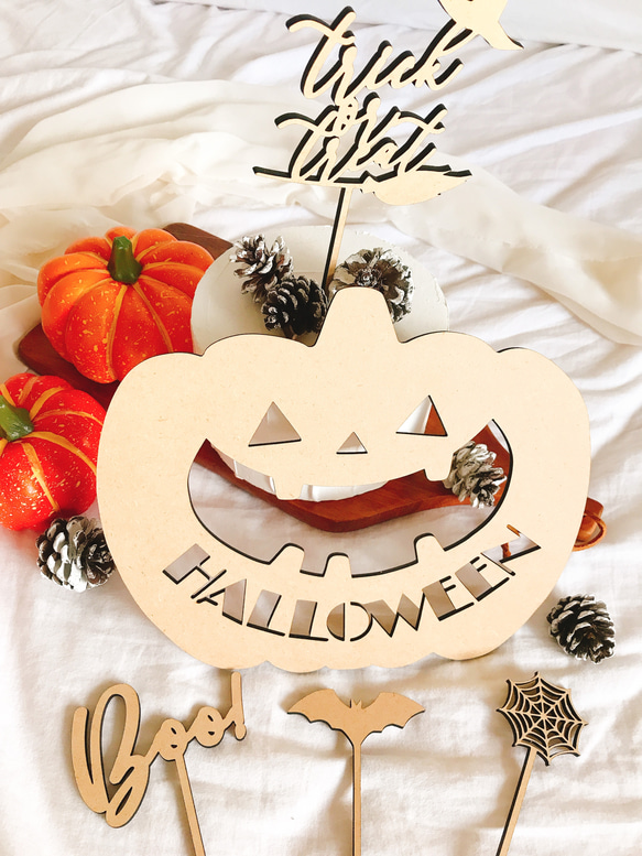 【木製 ハロウィンプレート　パンプキン】 ハロウィン 飾り付け　ガーランド　レターバナー　Halloween 13枚目の画像
