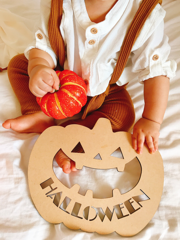 【木製 ハロウィンプレート　パンプキン】 ハロウィン 飾り付け　ガーランド　レターバナー　Halloween 15枚目の画像