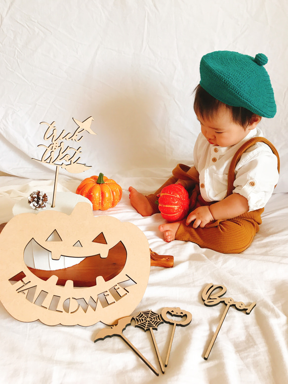 【木製 ハロウィンプレート　パンプキン】 ハロウィン 飾り付け　ガーランド　レターバナー　Halloween 6枚目の画像