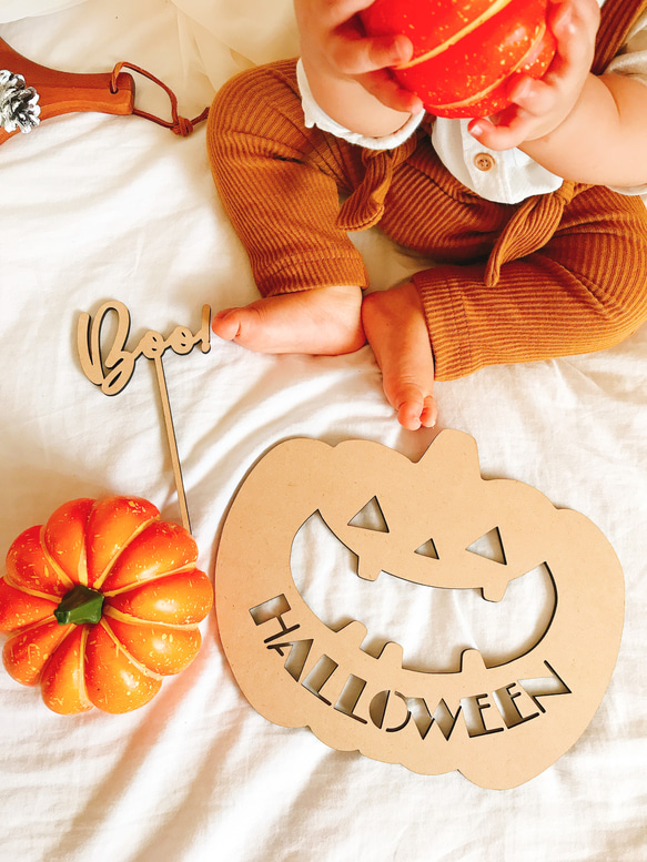 【木製 ハロウィンプレート　パンプキン】 ハロウィン 飾り付け　ガーランド　レターバナー　Halloween 12枚目の画像
