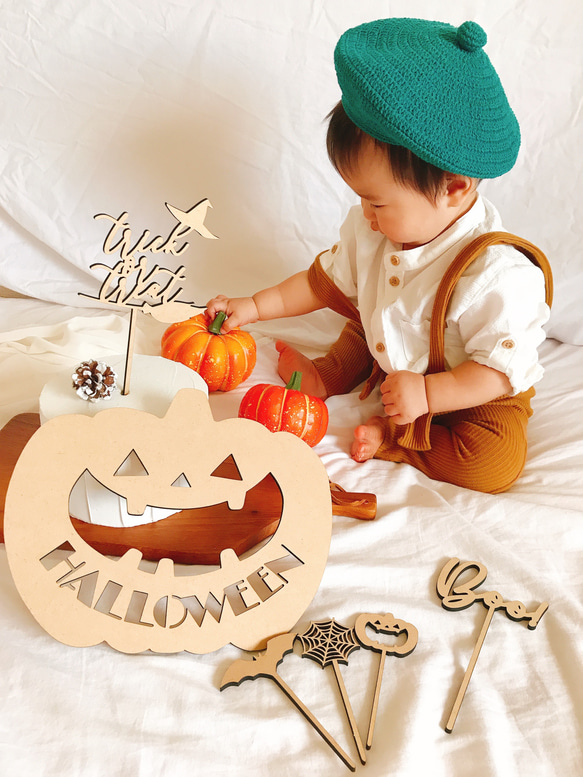 【木製 ハロウィンプレート　パンプキン】 ハロウィン 飾り付け　ガーランド　レターバナー　Halloween 14枚目の画像