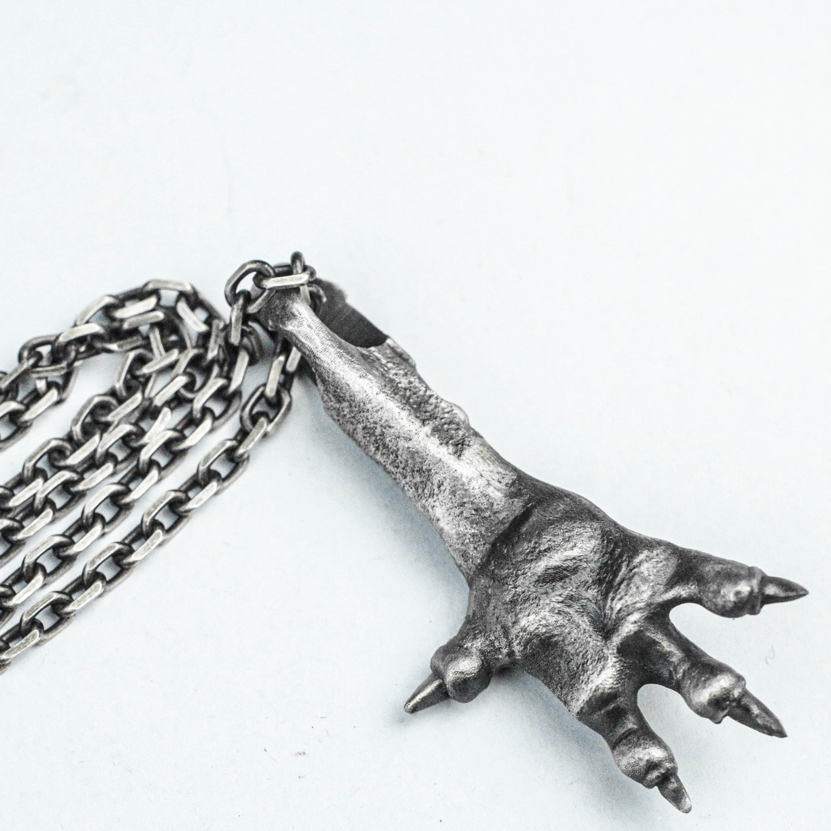 925スターリングシルバーの爪のペンダントネックレス、爪のペンダント、動物の爪のペンダント、男性へのギフト - 手作り