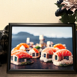アートポスター A4【海の寿司の町】 4枚目の画像