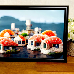 アートポスター A4【海の寿司の町】 1枚目の画像