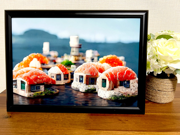 アートポスター A4【海の寿司の町】 1枚目の画像