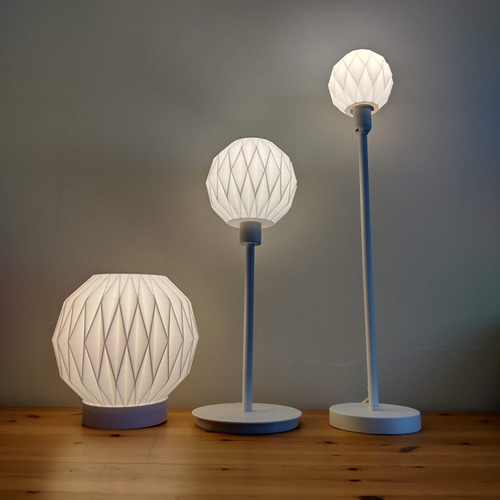 ランプシェード 折り紙48 真鍮ソケット 3Dプリント マット調 調光調