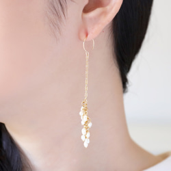 淡水パール5連 ピアス/イヤリング コットンパール ピアス