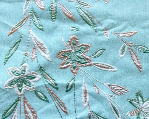 エメラルドグリーン 刺繍生地 生地 REN 海外生地とスカーフ屋さん 通販