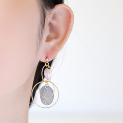 淡水珍珠貝殼圓形耳環[14kgf]・耳環(#875・#876) 第2張的照片