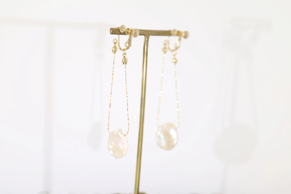 圓形淡水珍珠耳環[14kgf]/耳環(#883/#884) 第15張的照片