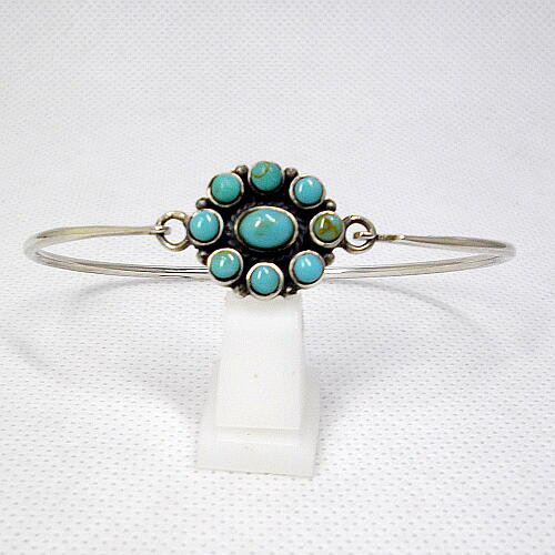 フック式ターコイズ（トルコ石）未使用シルバーバングル5！