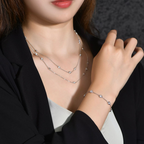 ファッション 通販 オーダー品】モアサナイト ステーション ネックレス ネックレス アクセサリー