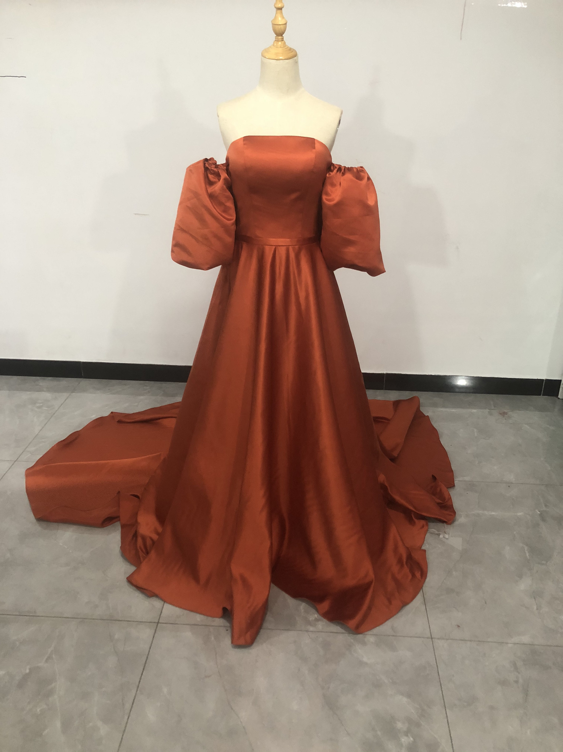 カラードレス グレー オレンジ ビスチェ ロングドレス 結婚式 二次会  