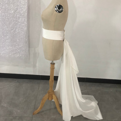 ウエディングドレス ふっくら柔らかなバックリボン +サッシュベルト 色直し　サイズ調整可能 3枚目の画像