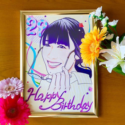 似顔絵オーダー A5 心のこもったプレゼント♪ 程よいリアル感 記念日 