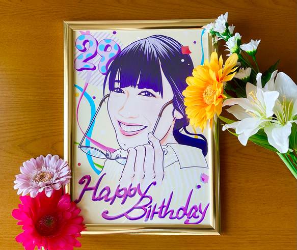 似顔絵オーダー A5 心のこもったプレゼント♪ 程よいリアル感 記念日