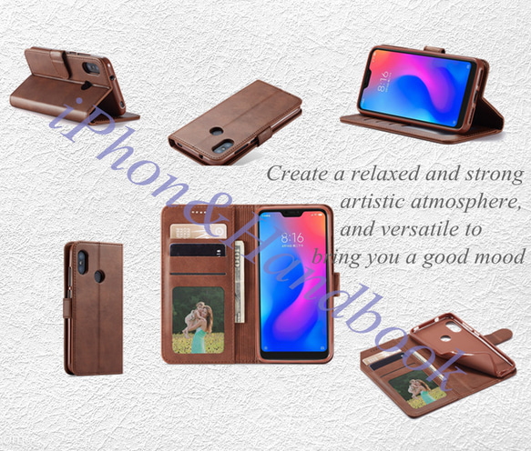 ヴィンテージ カーフスキン グレイン ブラケット ウォレット iPhone13/12Pro/XR/SE3 3枚目の画像