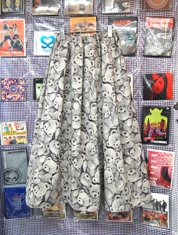 テディベア　コットンリネン　フレアプリーツロングスカート:グレー 3枚目の画像